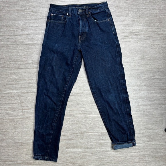 American Eagle Relaxed Taper Selvedge Jeans Womens 28x28 Dark Wash Mid Rise - Picture 1 of 13